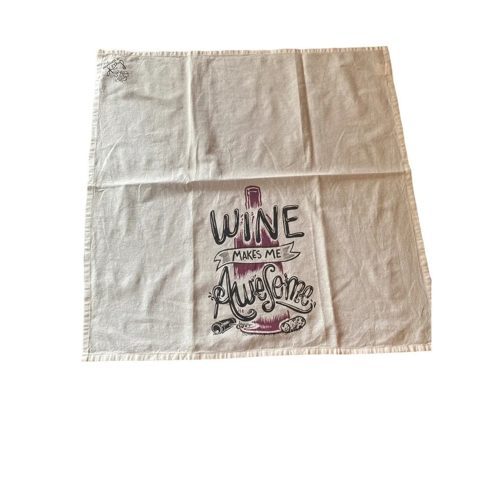 NWT Primitive by Kathy Wine Makes Me Awesome White Tea Towel